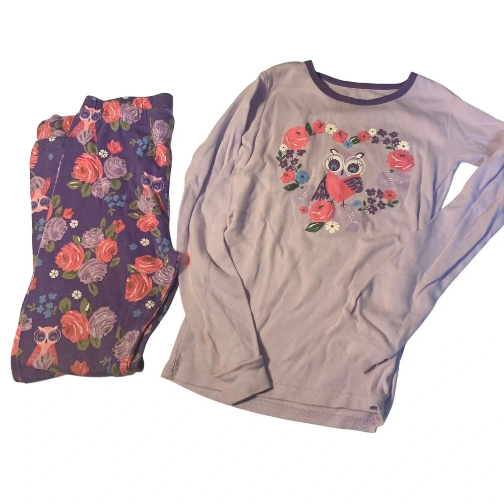 Girls set of 3 pajama‎ sets cottagecore floral stretch size 6 tops/bottoms